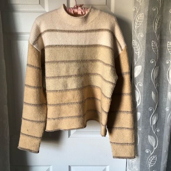 Anthropologie THML metallic Striped Pullover Knit Sweater women Size Medium - Picture 2 of 10